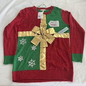 NWT Ugly Christmas Sweater Present Granny Winter USA Size Medium 3D